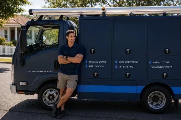 Licensed Gladesville plumber at the van